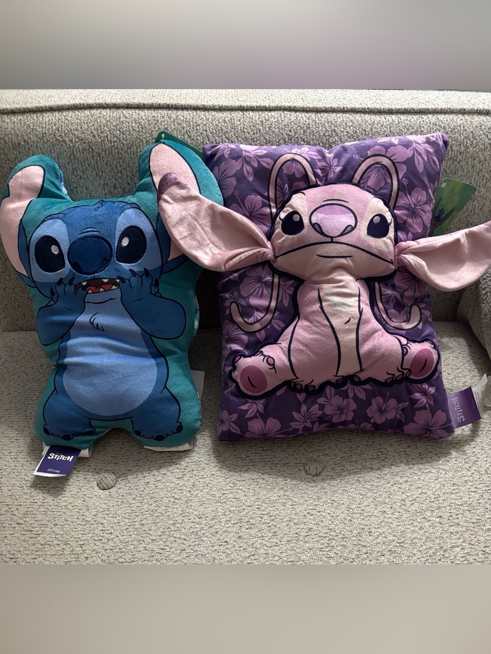 Disney Stitch & Angel Character Plush Pillows - Blue, Pink, Purple